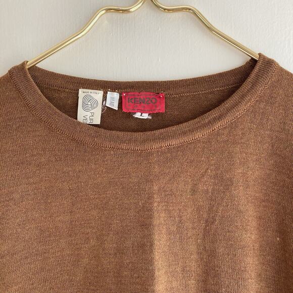 Kenzo Vintage Women's Brown Pullover Sweater Made in Italy Pure Wool Size L - Picture 2 of 11